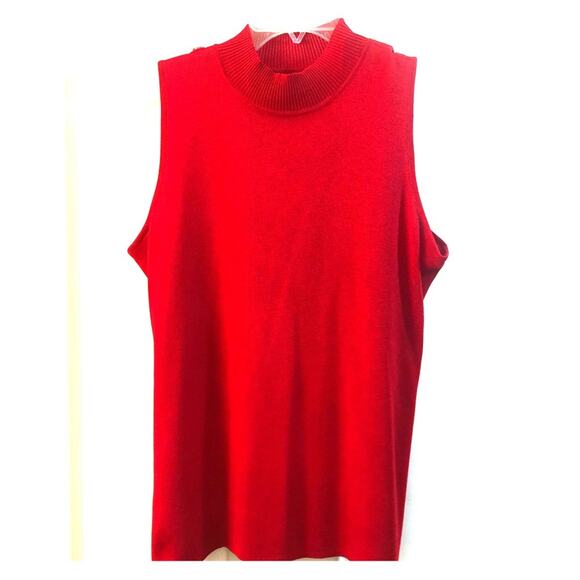 MISOOK Red Mock Neck Sleeveless Shell Top M - Picture 1 of 12